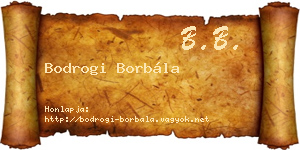 Bodrogi Borbála névjegykártya